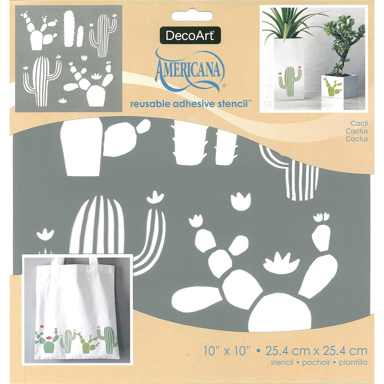 DecoArt&#xAE; Americana&#xAE; Reusable Adhesive Stencil&#x2122; Cacti